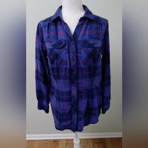 Duluth Trading Co Plaid Flannel Button Long Shirt